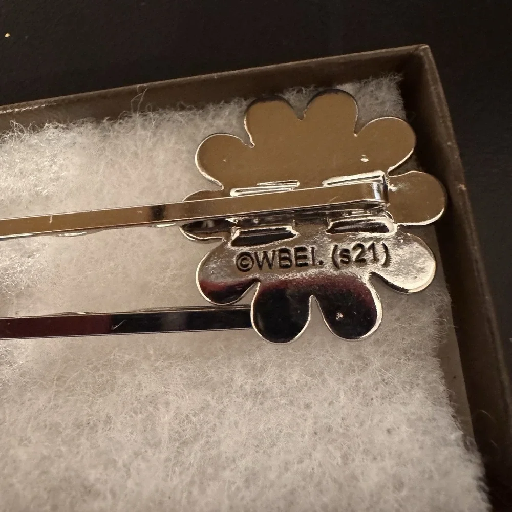 2 Old Cloisonne Tweety Bird Flower Petal Animation Cartoon Comic Hair‎ Bobby Pin